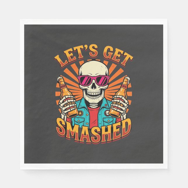 Funny Halloween Skeleton Beer Smashed Design_1 Napkin (Front)