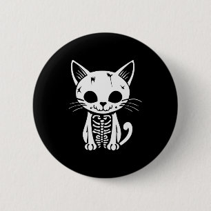 Funny Halloween Skeleton Cat Kitty Costume Skull C 6 Cm Round Badge
