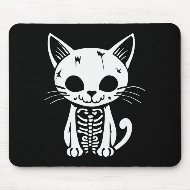 Funny Halloween Skeleton Cat Kitty Costume Skull C Mouse Mat (Front)