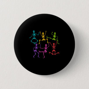 funny Halloween, skeleton dancing 6 Cm Round Badge