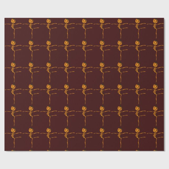 Funny Halloween Skeleton Dancing Arabesque Wrapping Paper (Flat)