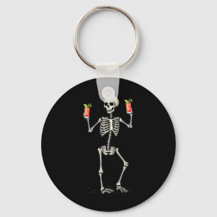 Funny Halloween Skeleton Drinking Bloody Mary Tail Key Ring