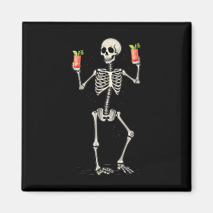 Funny Halloween Skeleton Drinking Bloody Mary Tail Magnet