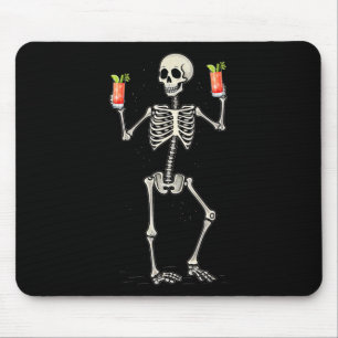 Funny Halloween Skeleton Drinking Bloody Mary Tail Mouse Mat