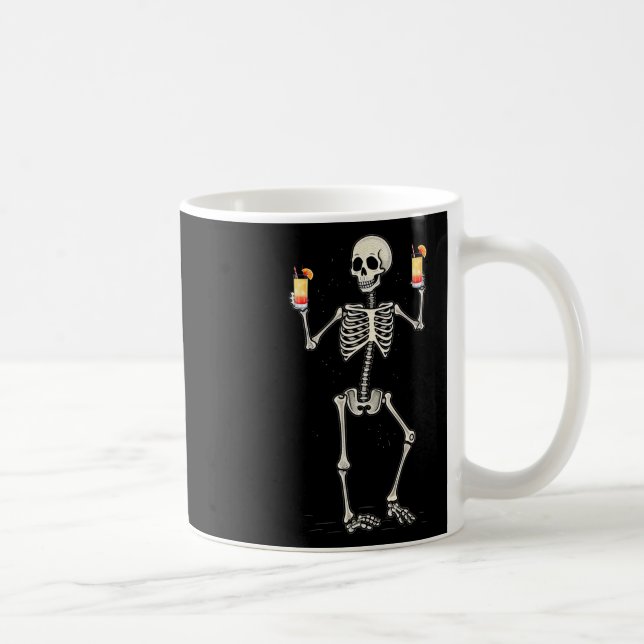 Funny Halloween Skeleton Drinking Tequila Sunrise  Coffee Mug (Right)
