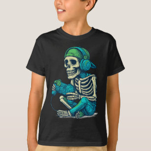 Funny Halloween Skeleton Gamer Boys Men Video Game T-Shirt