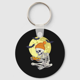 Funny Halloween Skeleton Gamer Video Games Boys Key Ring
