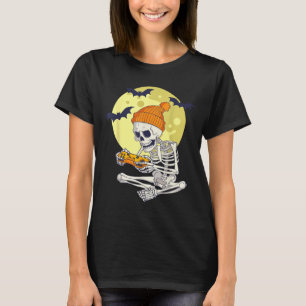 Funny Halloween Skeleton Gamer Video Games Boys T-Shirt