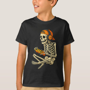 Funny Halloween Skeleton Gamer Video Gaming Boys M T-Shirt