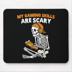 Funny Halloween Skeleton Gamer Video Gaming Skills Mouse Mat