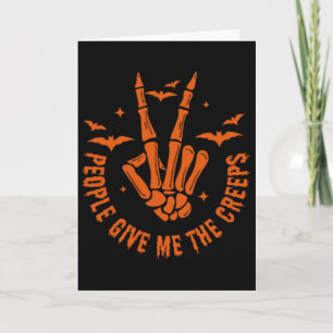 Funny Halloween Skeleton Hand Fall People Give Me Card
