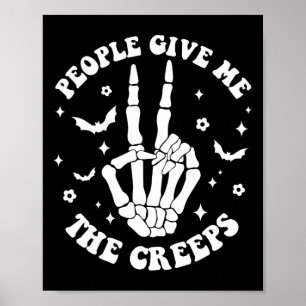Funny Halloween Skeleton Hand People Give Me The C Poster