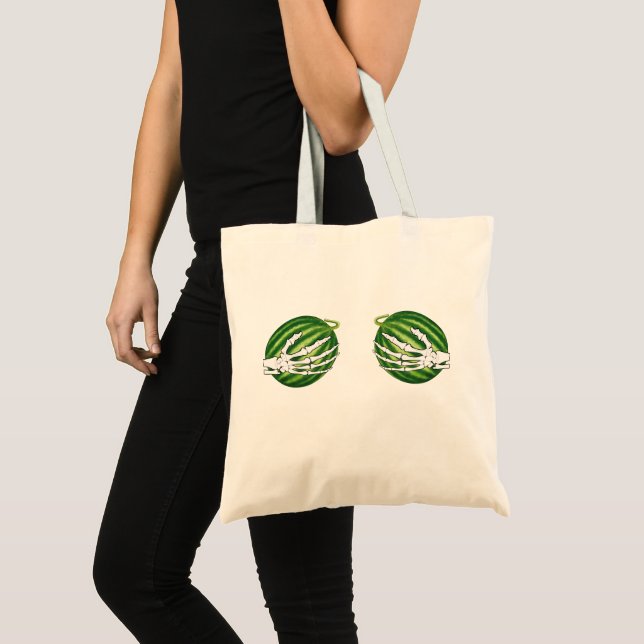 Funny Halloween Skeleton Hands Holding Melons Tote Bag (Front (Product))