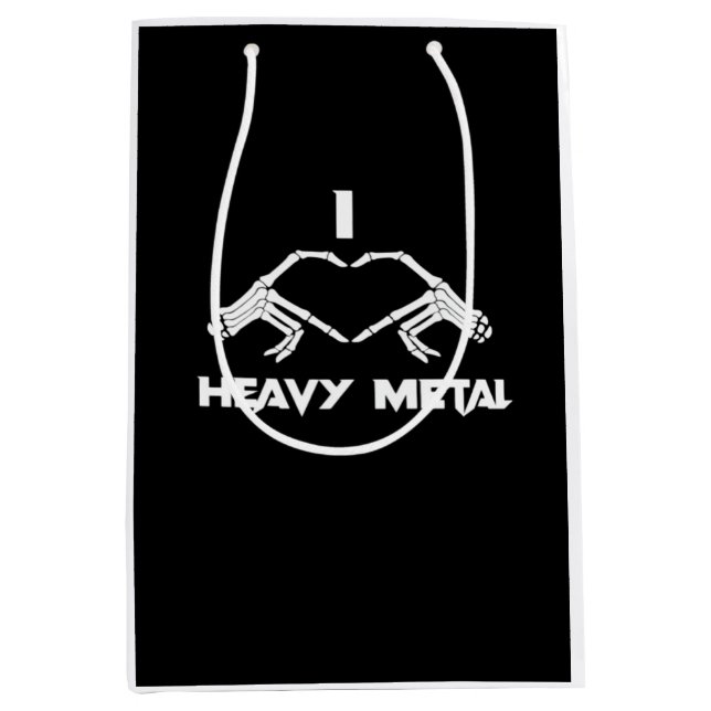 Funny Halloween Skeleton Heart Hands Classic Medium Gift Bag (Front)