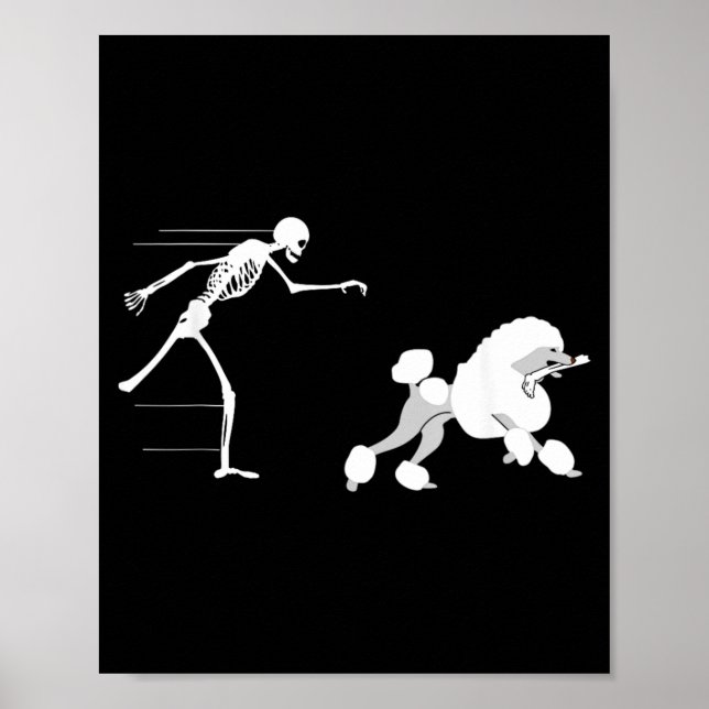Funny Halloween Skeleton Leg Poodle Poster (Front)