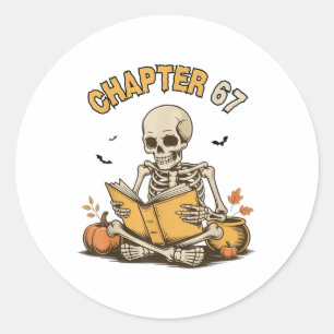 Funny Halloween Skeleton Reading Book 67 Memes _1  Classic Round Sticker