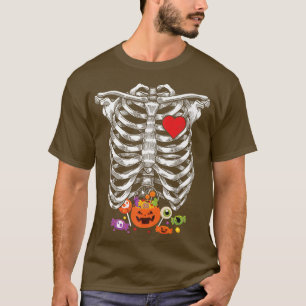 Funny Halloween Skeleton Rib Cage Candy Easy Costu T-Shirt