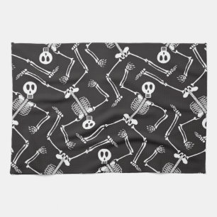 Funny Halloween Skeletons Tea Towel