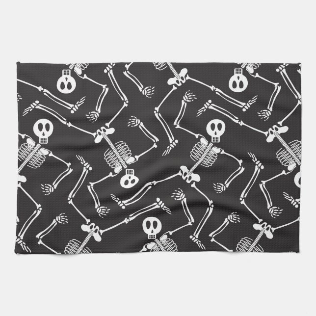 Funny Halloween Skeletons Tea Towel (Horizontal)