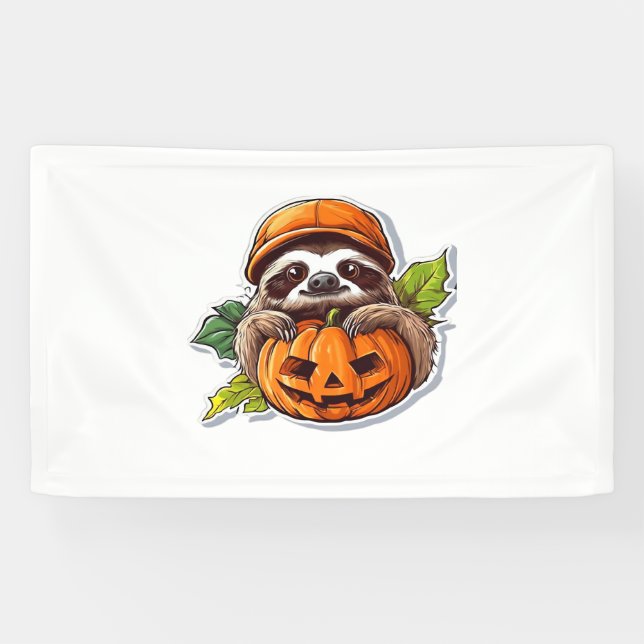 Funny Halloween Sloth Sticker Classic T-Shirt Banner (Horizontal)