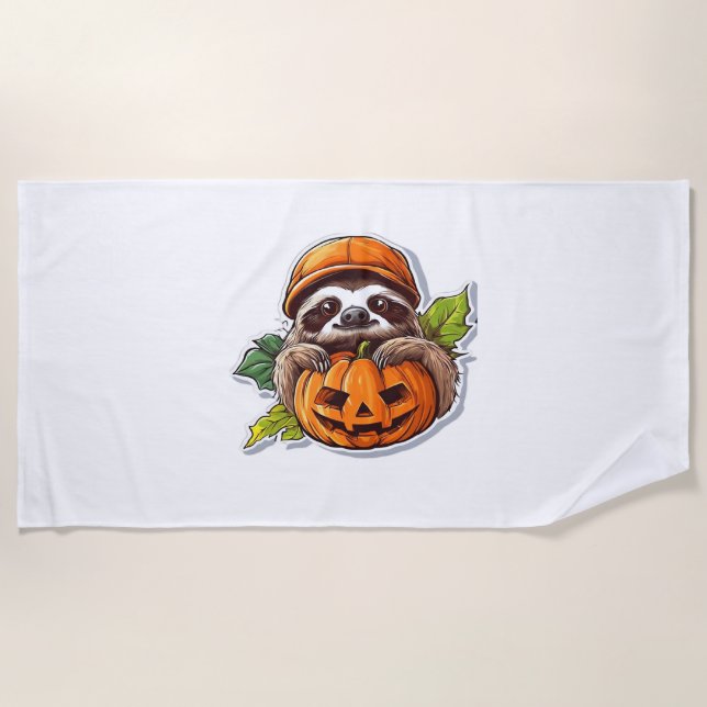 Funny Halloween Sloth Sticker Classic T-Shirt Beach Towel (Front)