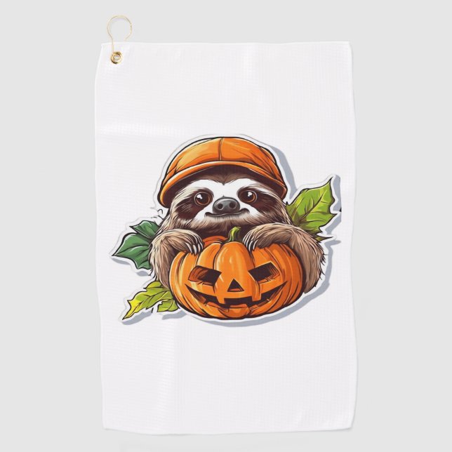 Funny Halloween Sloth Sticker Classic T-Shirt Golf Towel (Front)