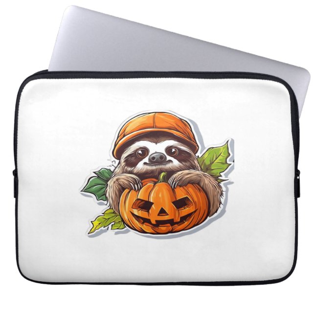 Funny Halloween Sloth Sticker Classic T-Shirt Laptop Sleeve (Front)