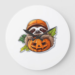 Funny Halloween Sloth Sticker Classic T-Shirt Large Clock