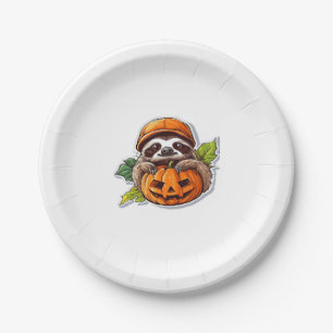 Funny Halloween Sloth Sticker Classic T-Shirt Paper Plate