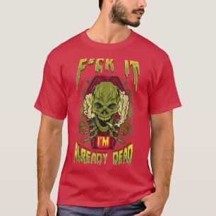 Funny Halloween Smoking Skeleton With Coffin T-Shirt