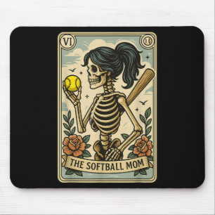 Funny Halloween Softball Mama Mom Skeleton Tarot C Mouse Mat