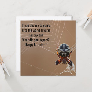 Funny Halloween Spider Birthday Card