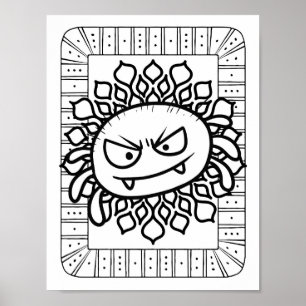 Funny Halloween Spider Colouring Page Poster
