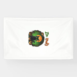 Funny Halloween Spooky Black Cat Pumpkin Bat Starr Banner