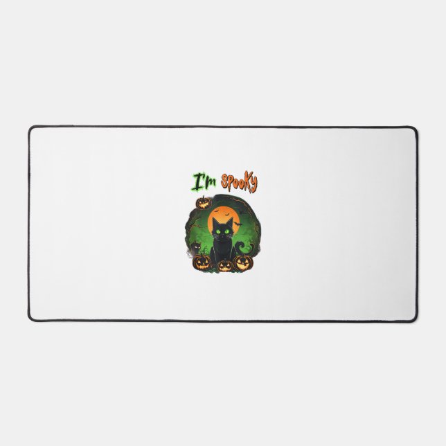 Funny Halloween Spooky Black Cat Pumpkin Bat Starr Desk Mat (Front)