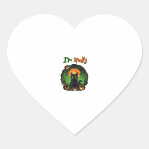 Funny Halloween Spooky Black Cat Pumpkin Bat Starr Heart Sticker