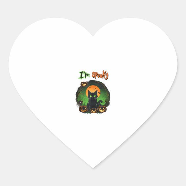 Funny Halloween Spooky Black Cat Pumpkin Bat Starr Heart Sticker (Front)