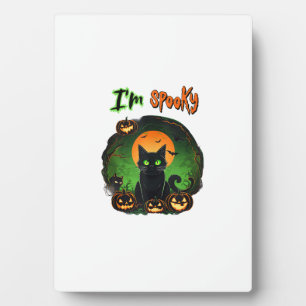 Funny Halloween Spooky Black Cat Pumpkin Bat Starr Plaque