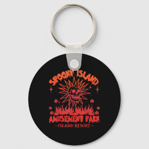 Funny Halloween Spooky Island Est 2002 Amusement P Key Ring