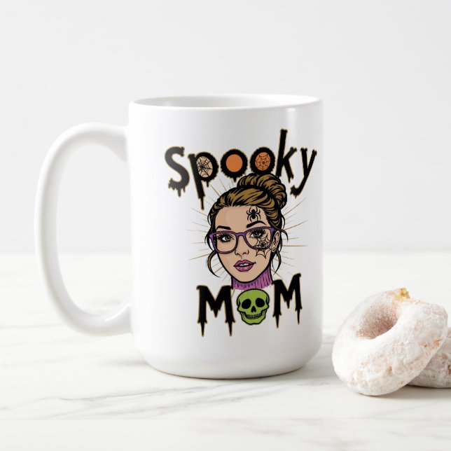 Funny Halloween Spooky Mom Witch Mom Coffee Mug (With Donut)