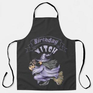 Funny Halloween Spooky October Birthday Witch Apron