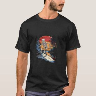 Funny Halloween Spooky Skeleton Surfing T Shirt