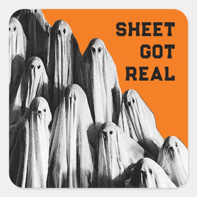 Funny Halloween Square Sticker (Front)