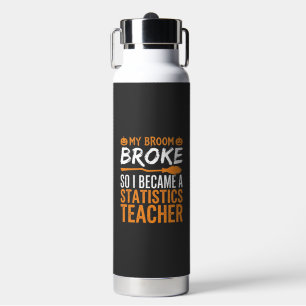Funny Halloween Statistics Teacher Broom Design Water Bottle