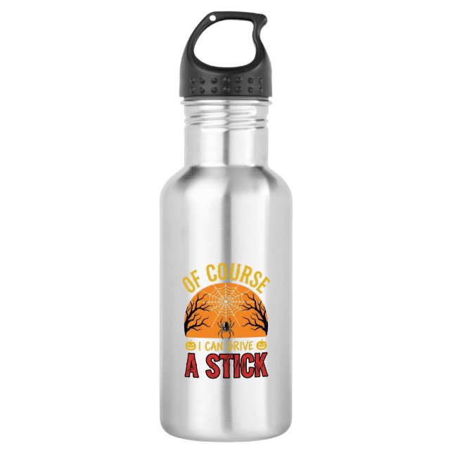 Funny Halloween Stick Shift Spider Web Shirt Desig 532 Ml Water Bottle (Front)