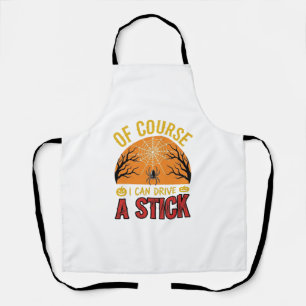 Funny Halloween Stick Shift Spider Web Shirt Desig Apron