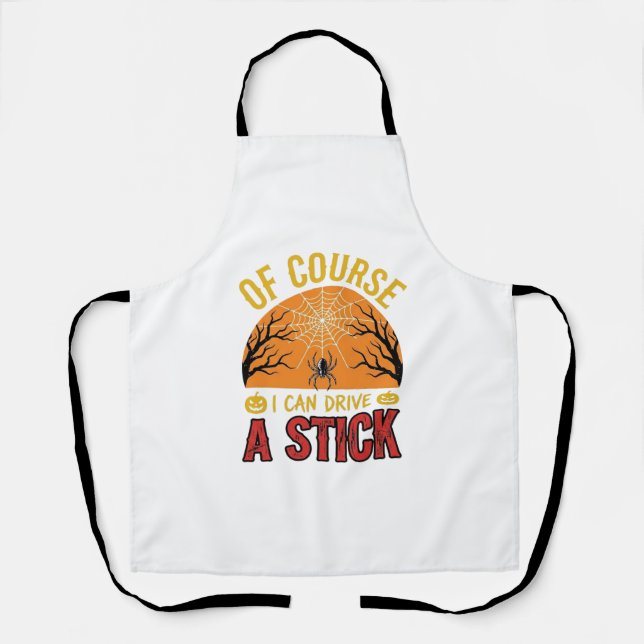 Funny Halloween Stick Shift Spider Web Shirt Desig Apron (Front)