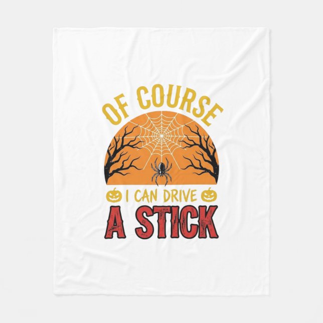 Funny Halloween Stick Shift Spider Web Shirt Desig Fleece Blanket (Front)