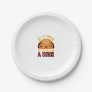 Funny Halloween Stick Shift Spider Web Shirt Desig Paper Plate