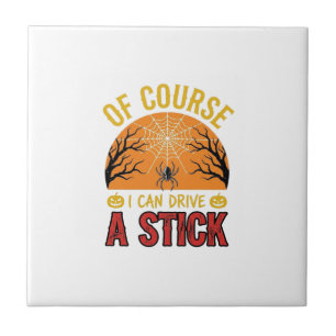 Funny Halloween Stick Shift Spider Web Shirt Desig Tile